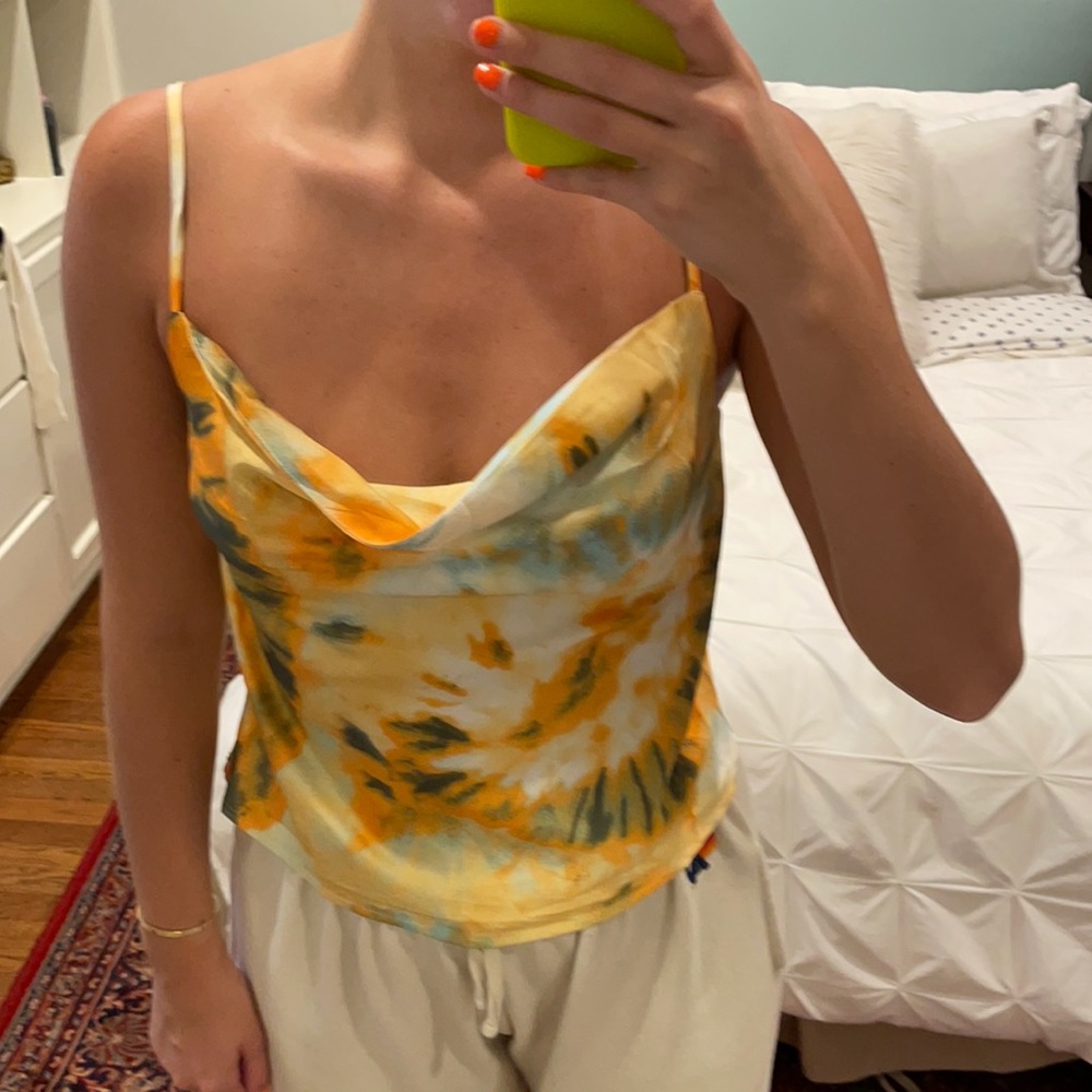 Nasty gal silky cowl neck tie dye top